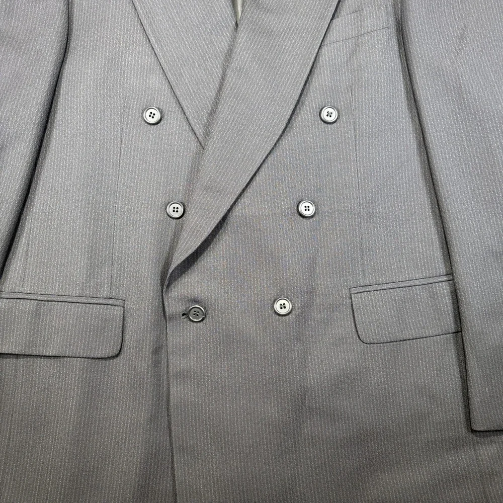 Roberto Villini Double Breasted Blazer Men 44R Black Pinstripe Cecchi Paolo Wool